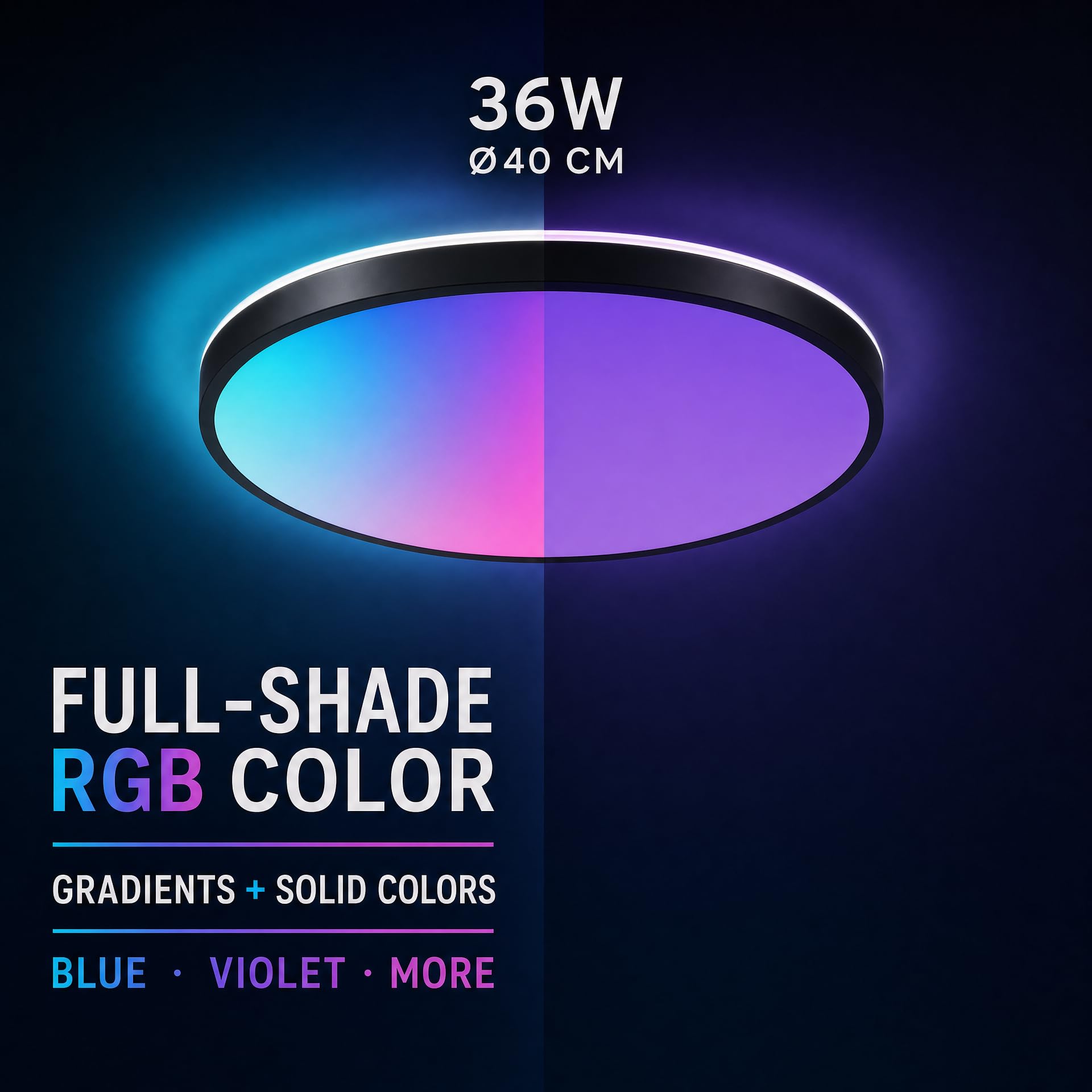 Soffitto lampa do głośnika Bluetooth, lampa Soffitto nowoczesna lampa LED 40 cm (funkcja zmiany kolorów, pilot zdalnego sterowania, pilot zdalnego sterowania, pasuje do Soggiorni, Sale da