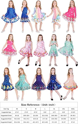 Miniatura 8 de LaBeca Vestidos de Niñas Sin Mangas de Manga Larga para Niñas Pequeñas y Grandes Unicornio Sirena Vestidos Casuales