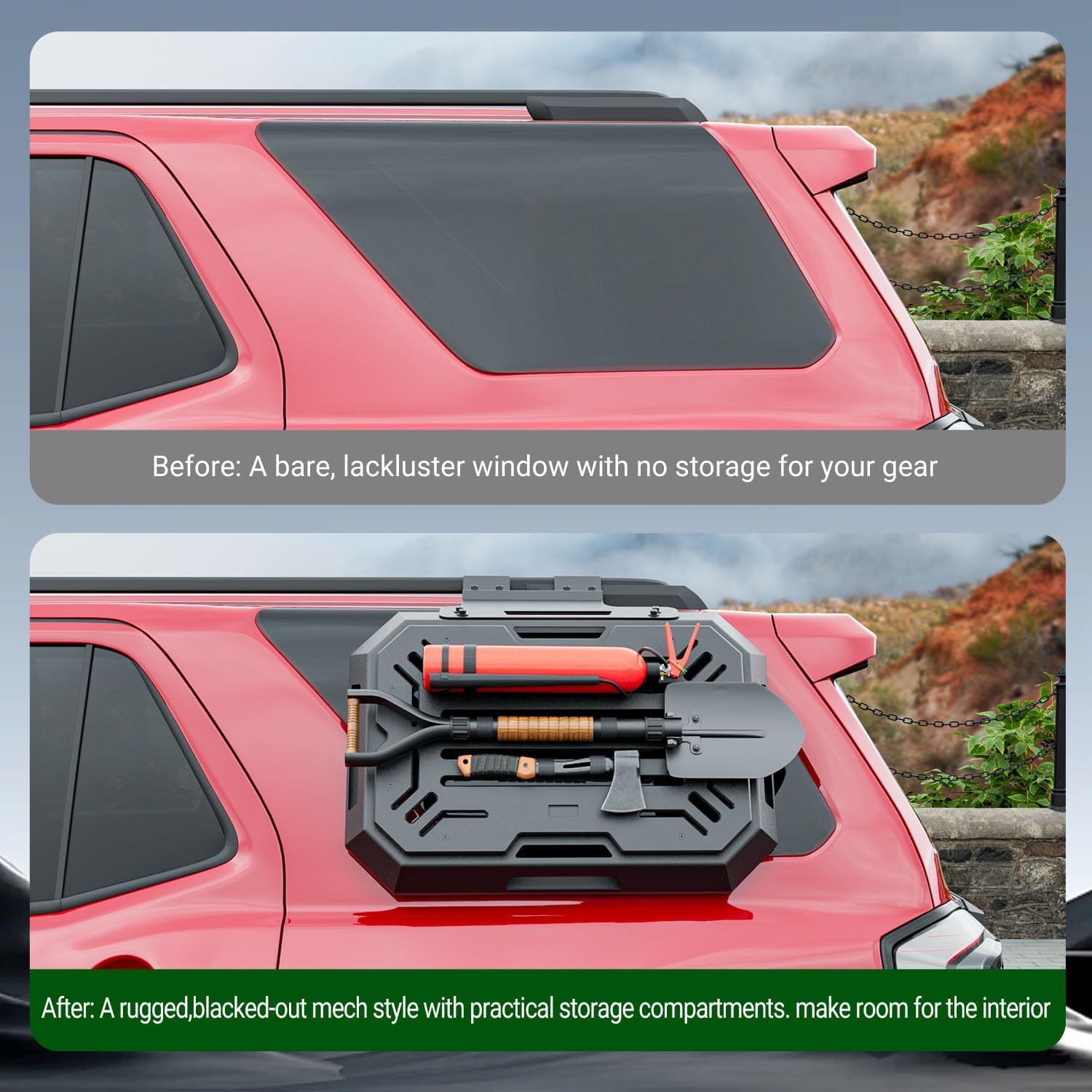 Rear Window Storage Molle Panel Compatible with 2025 2026 Toyota 4Runner Exterior Molle Storage Panel (Only for Driver Side) Panel System Replacement for 2025 2026 Toyota 4Runner Accessories