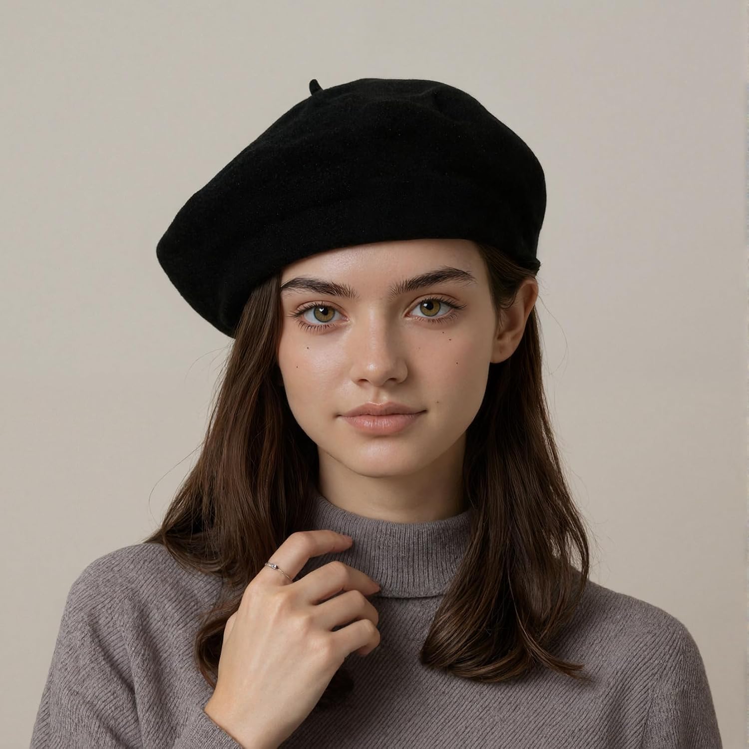 French Beret Hats for Women - Classic Wool Beret Hats Soft Knit Winter Cloche for Daily Outfits