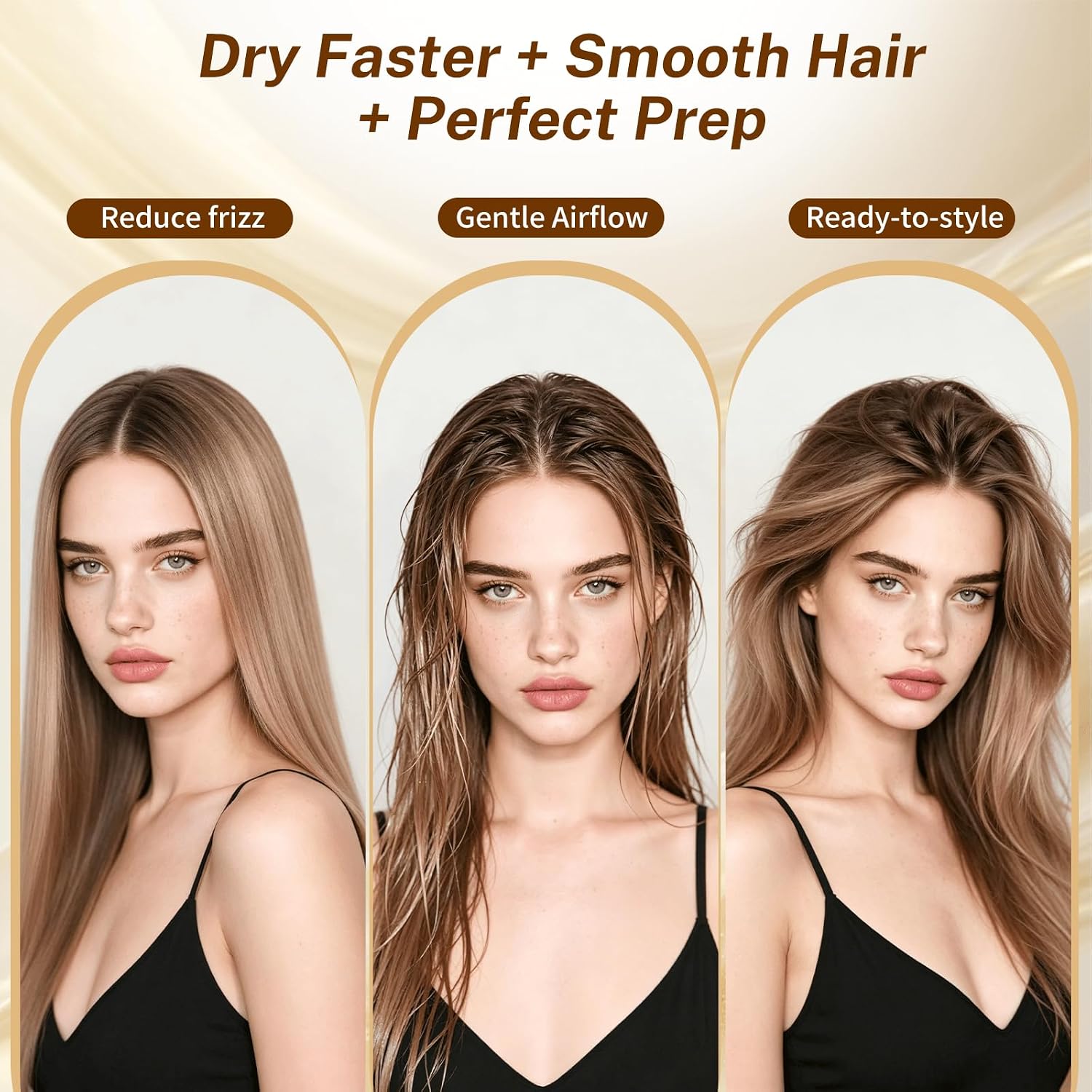 Pre-Styling Dryer Nozzle Attachment Compatible with Dyson Airwrap HS01 HS05 HS08, Fast Hair Drying Attachment Nozzle Replacement, Hair Styler Accessories, Gold