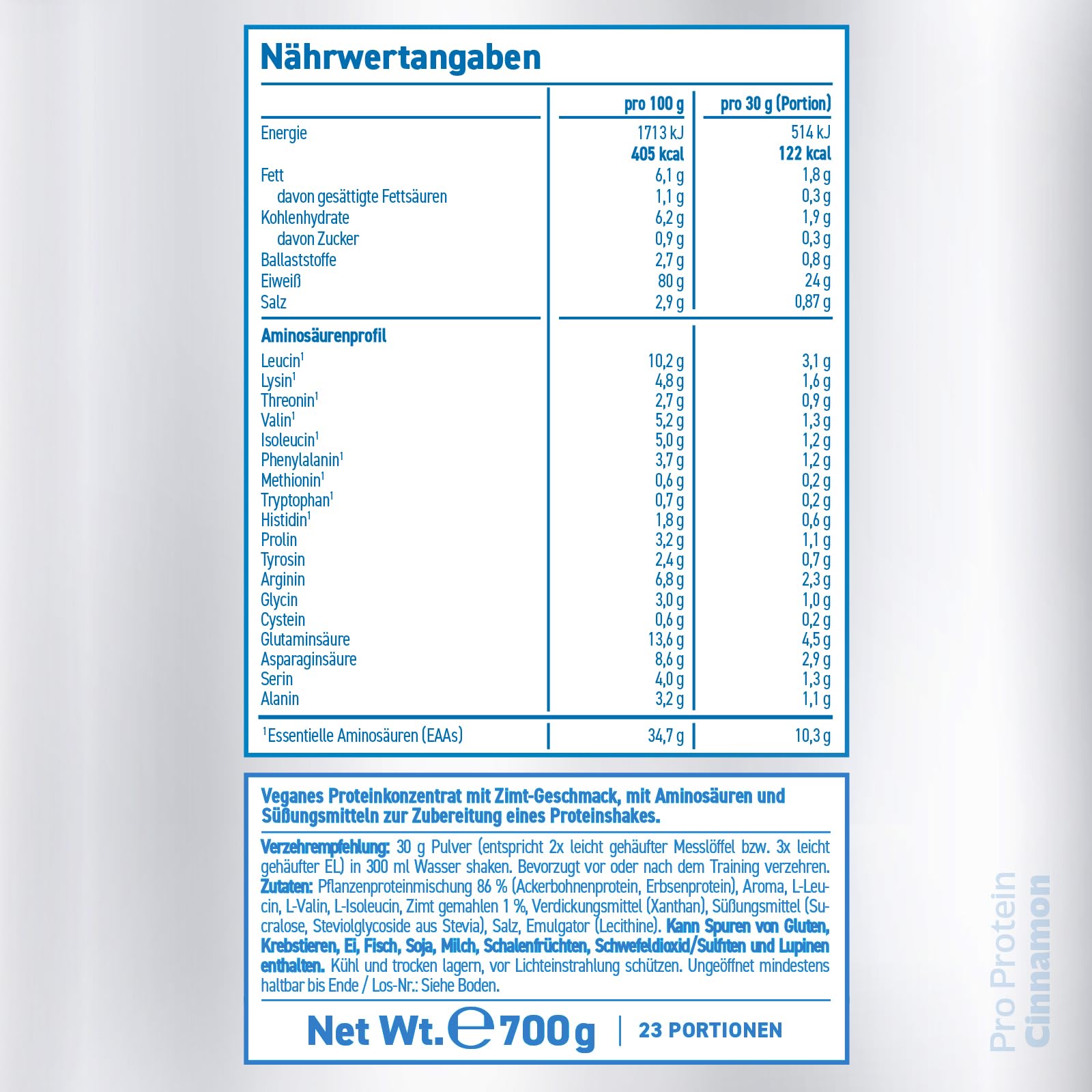 Rocka Nutrition Pro Protein | Vegan Performance Protein | Pflanzliches Protein-Pulver mit 24 g Protein & 3g Leucin pro Portion | Plant-based, ohne Laktose & Allergene | 750 g (Cinnamon)
