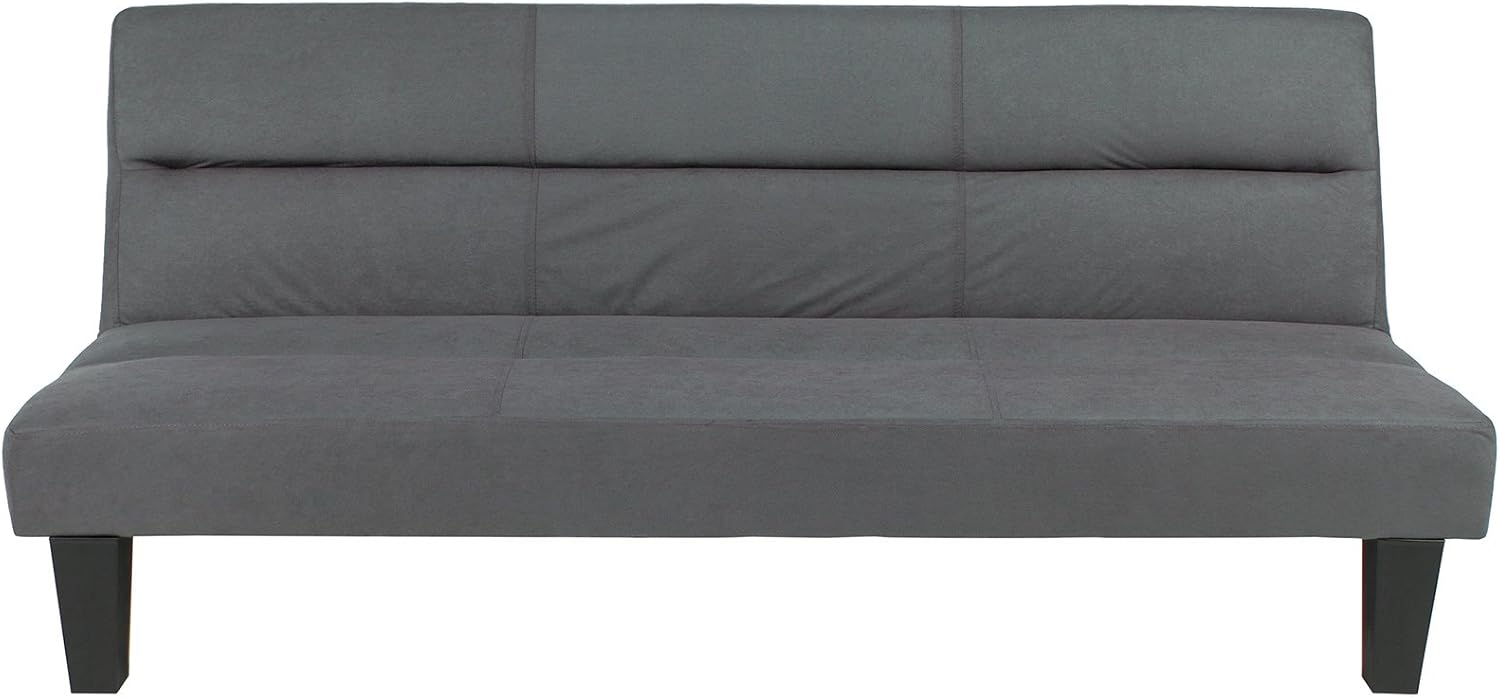 Best Choice Products 68.5in Microfiber Convertible Reclining Sofa Bed w/ 6in Thick Mattress Padding - Gray