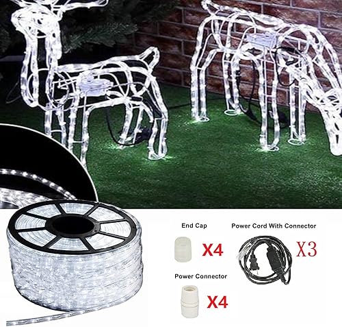 Miniatura 6 de TONESLY Tira de luces LED de Navidad impermeable de 150 pies, 150 pies, 1620 LED, impermeable, para fiestas, Navidad, hogar, cocina, dormitorio,