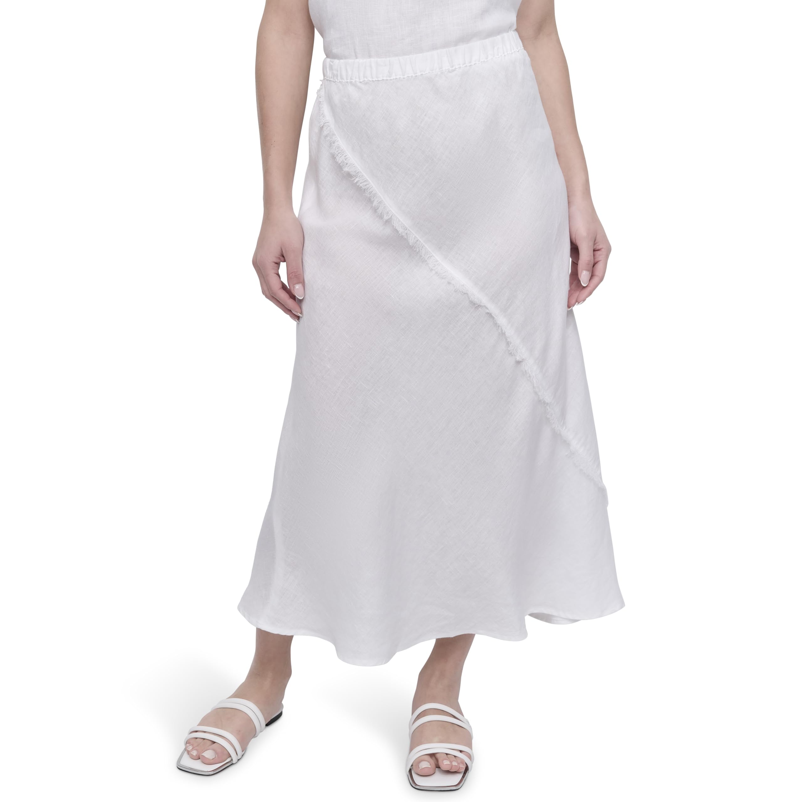 DKNY Womens Lightweight Linen Midi Skirt