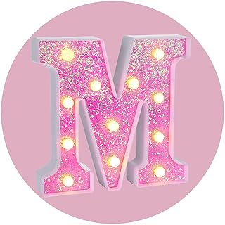 Foaky Pink Light up Letters，Pink Party Decorations,Girls Room Decor,Glitter Light Up Letters,Alphabet Letter Sign