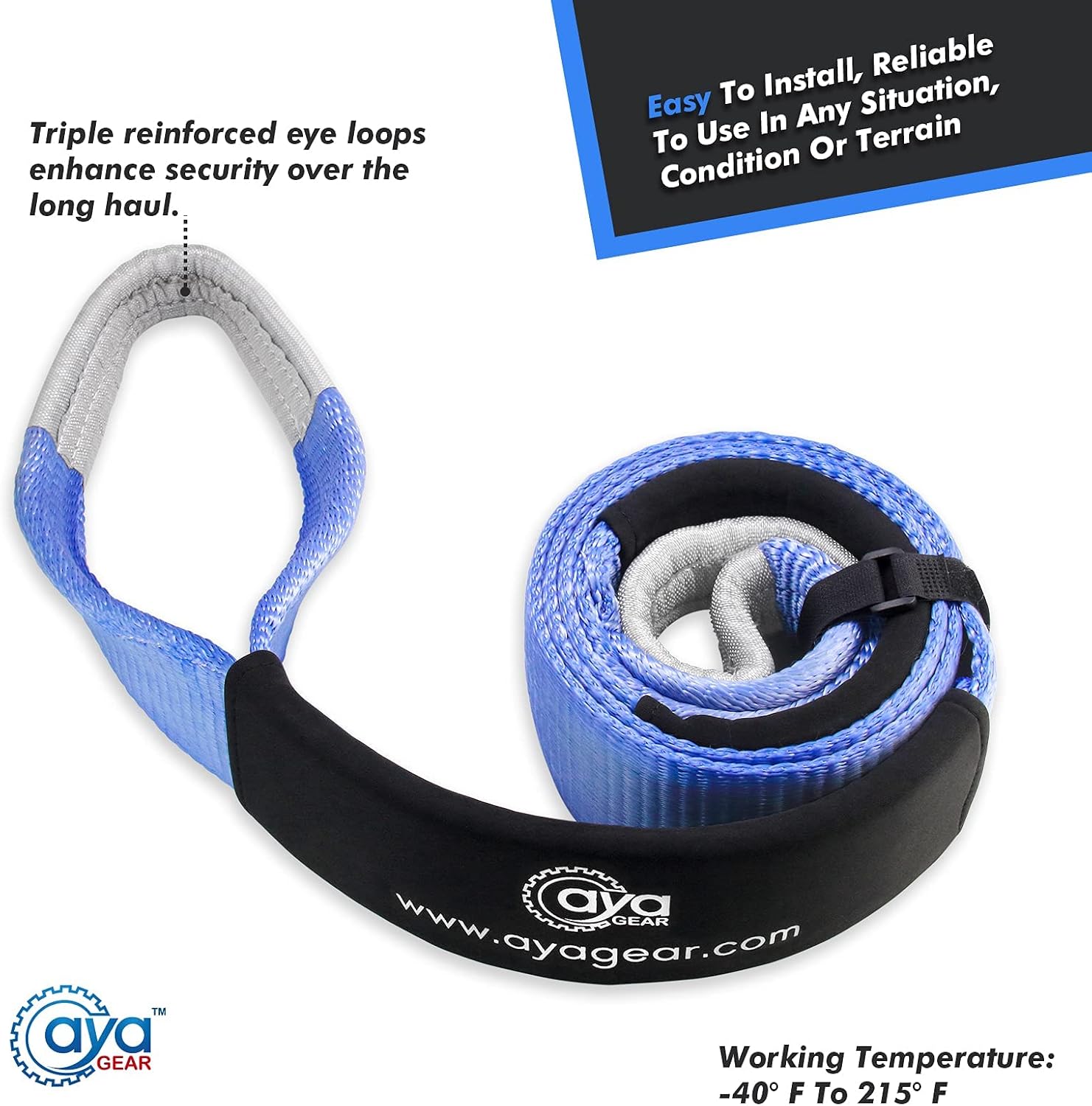 Recovery Tow Straps 3" x 10' |Tree Saver Winch Strap|Heavy Duty 35,000lbs Break Strength |Triple Reinforced Loop End | Use for Emergency 4x4 Towing or Recovery Tow Rope