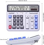 Comix Desktop Calculator Solar Battery Dual Power with 12-Digit Large LCD Display and Large Computer Keys Standard Function Calculator for Home Office School, White