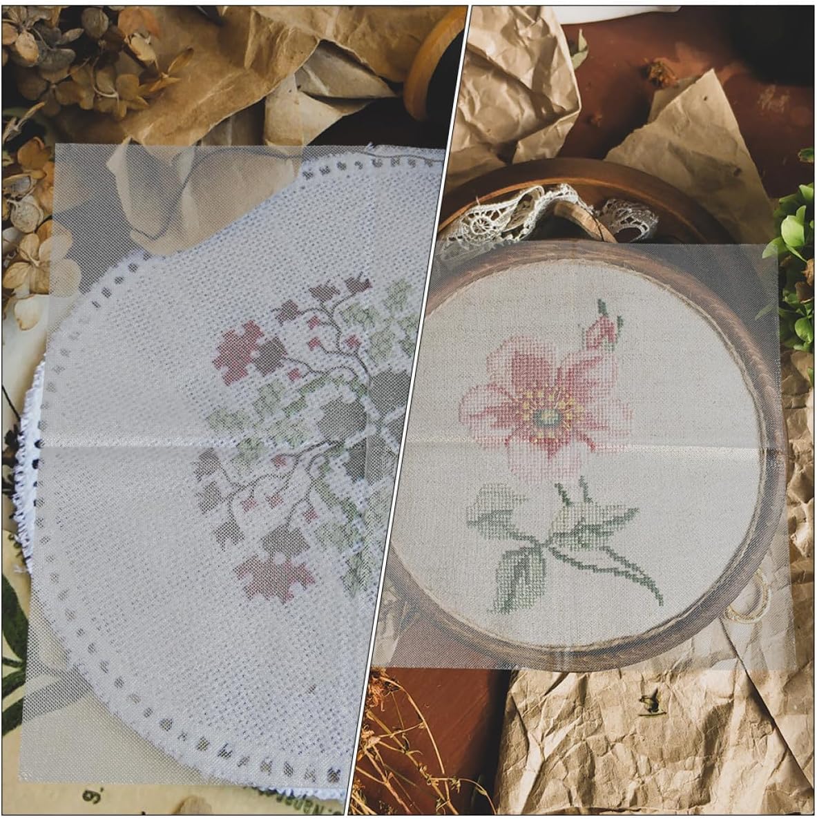 FUOYLOO Water Soluble Embroidery Film and Transfer Paper 20pcs Set 25x25cm for DIY Craft Making and Machine Sewing Stabilizer Backing for Canvas Shoes, T-Shirts, and Fabric Embroidery