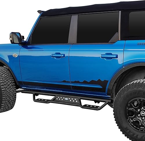 Miniatura 4 de u-Box Bronco - Estribo de acero con escalón lateral caído compatible con Ford Bronco 2021 2022 2023 2024 4 puertas antideslizantes (excluyendo el