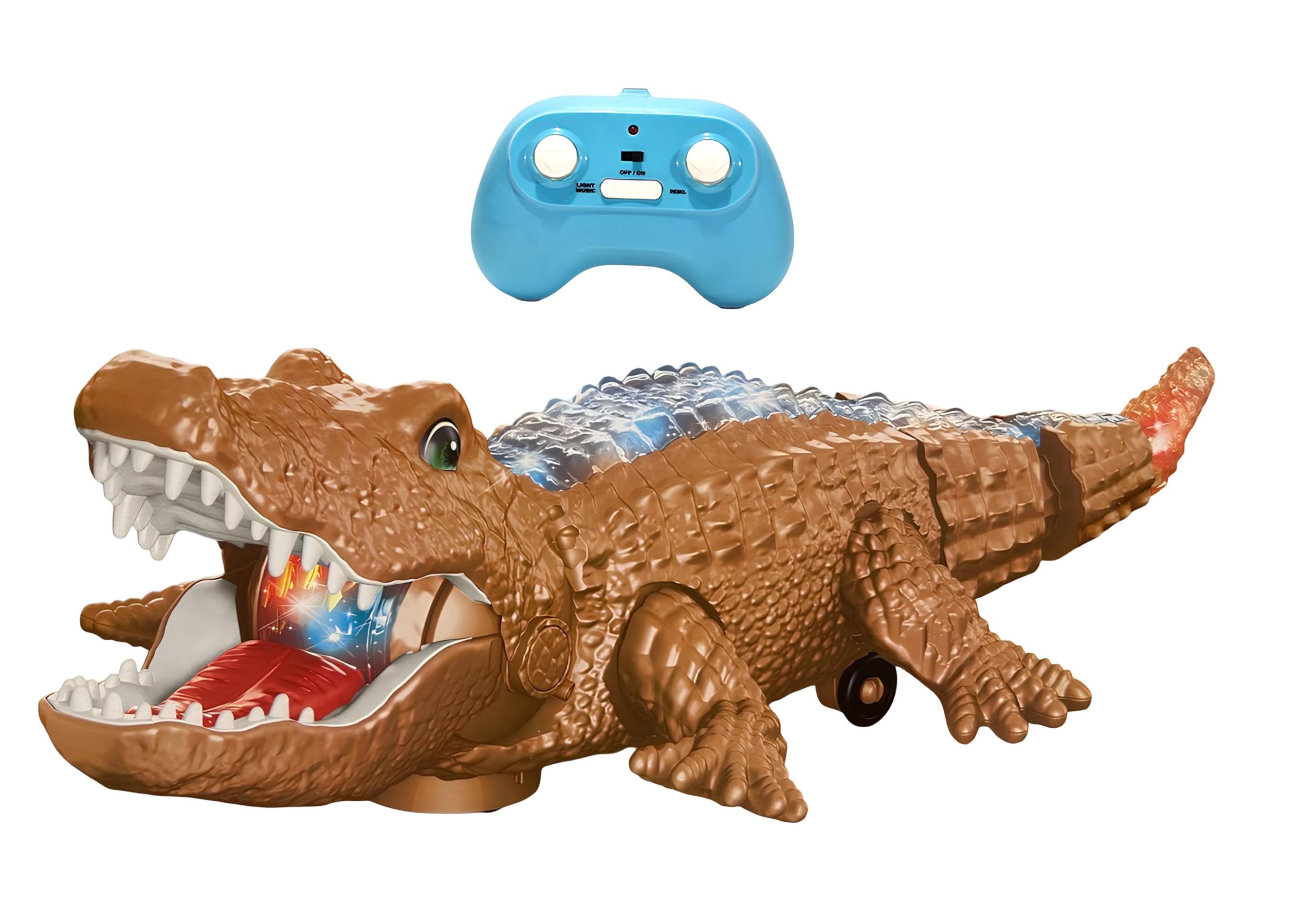 Pilot zdalnego sterowania krokodyl duży 38 cm gigantyczny aligator z muzyką światła realistyczny dźwięk chodzenie obraca głowę poruszaj ogonem światła LED wielokolorowe dinozaur krokodyl zabawka RC
