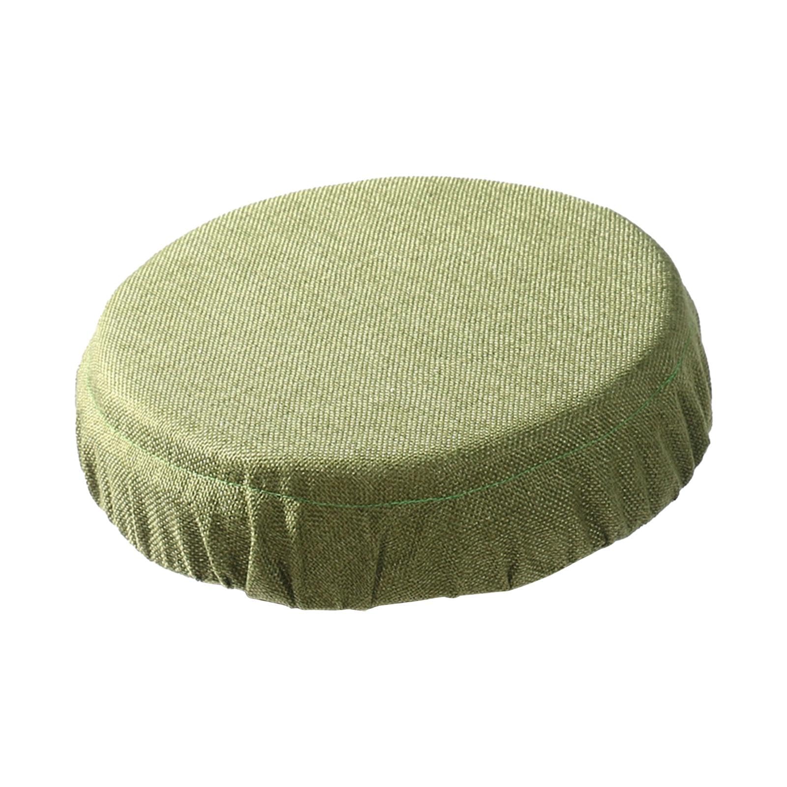 QSTDGVPW Folding Stool Cushion, Chair Seat Cushion, Portable Telescopic Cushion, Foldable Stool Cushion, Round Hiking Cushions, Green Imitate linen