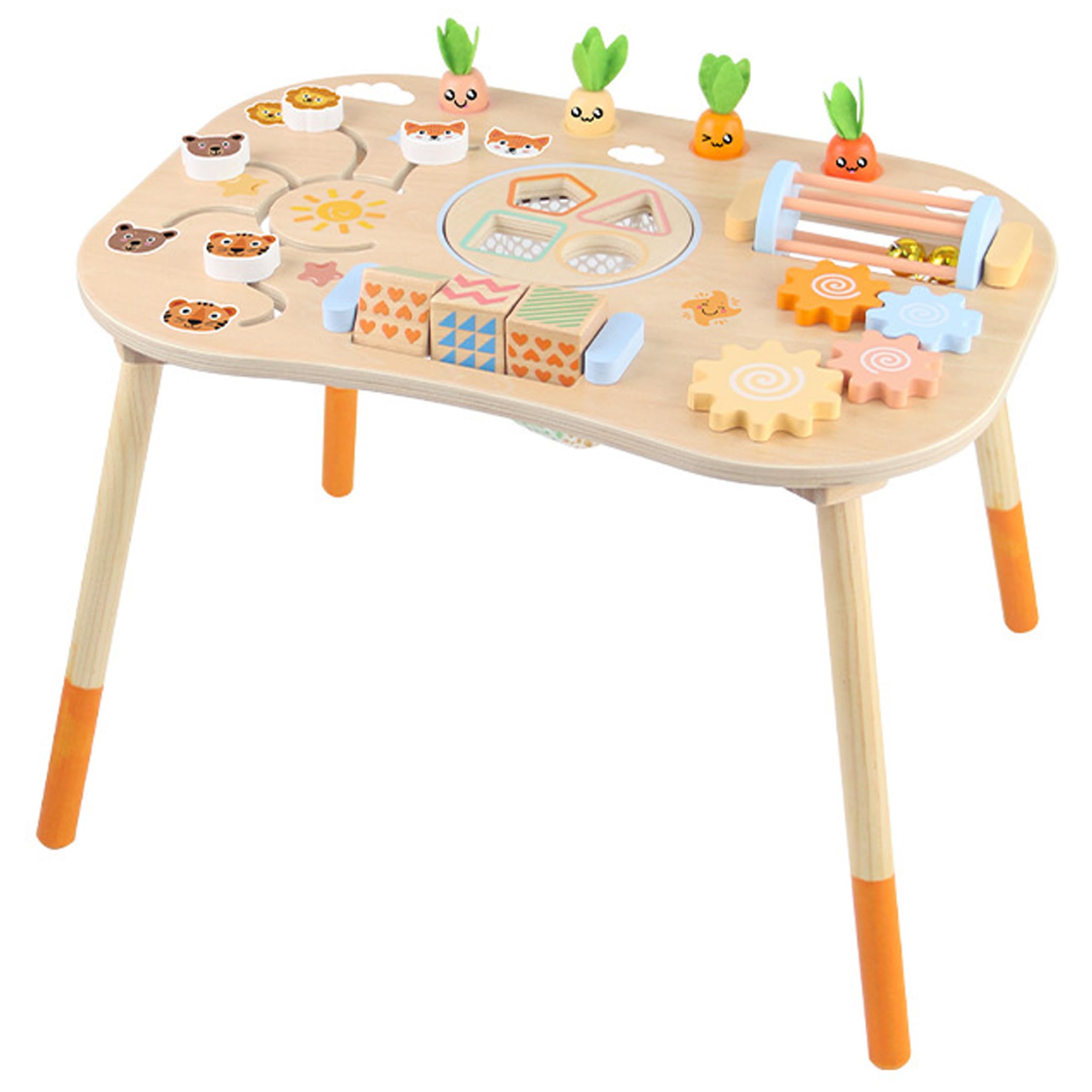 Tavolo da attività per Bambini, Tavolo da attività per Bambini, Montessori sensoriale 6 in 1 per da 1 a 3 Anni, Giocattolo in Legno per - Giallo..