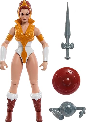Masters of the Universe Origins Toy, figura de acción de la colección de dibujos animados de Teela, heroína MOTU de 5.5 pulgadas, accesorios y
