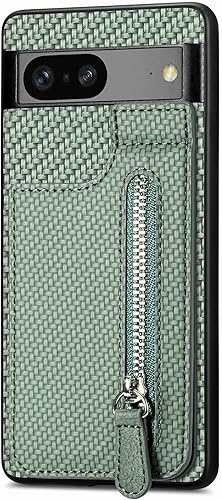 Miniatura 2 de Funda para teléfono con función de cartera, funda de piel sintética para Google Pixel 7A 5G, con cremallera y soporte para tarjetas, funda magnética