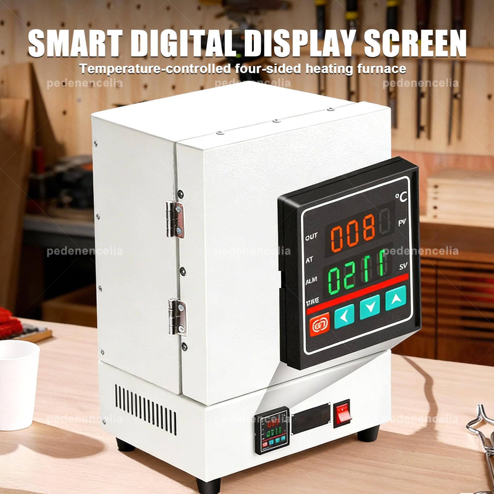 Horno Eléctrico De Mufla De 2000 W, 1150 °C, Calentamiento Uniforme Y Pantalla LCD, Horno Digital De Laboratorio, Horno Eléctrico De Mufla para Cerámica, para Odontología Y Cerámica