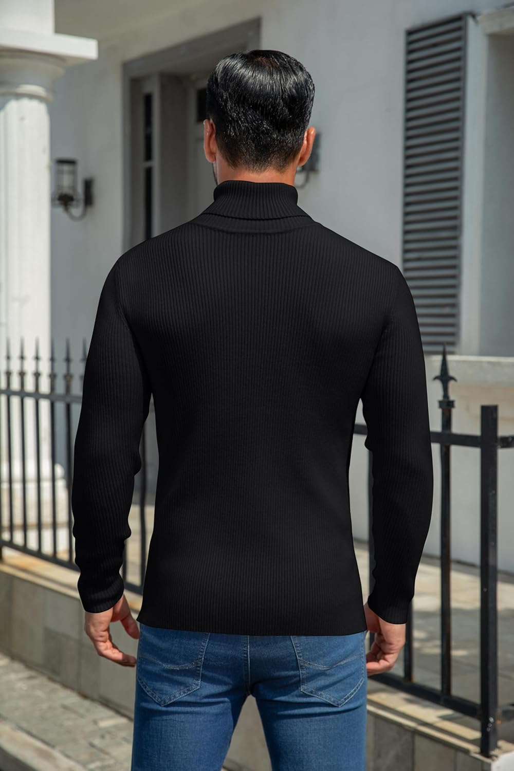 MioRoim Men's Knit Casual Turtleneck Sweater Ribbed Slim Fit Long Sleeve Turtle Neck Knitted Pullover Sweater - Image 3