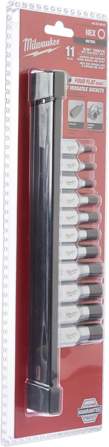 Milwaukee Hex Socket Set Enc. 3/8" 11Pcs Mm 4,5,6,7,8,9,10,11,12,13,14) 48-22-9543