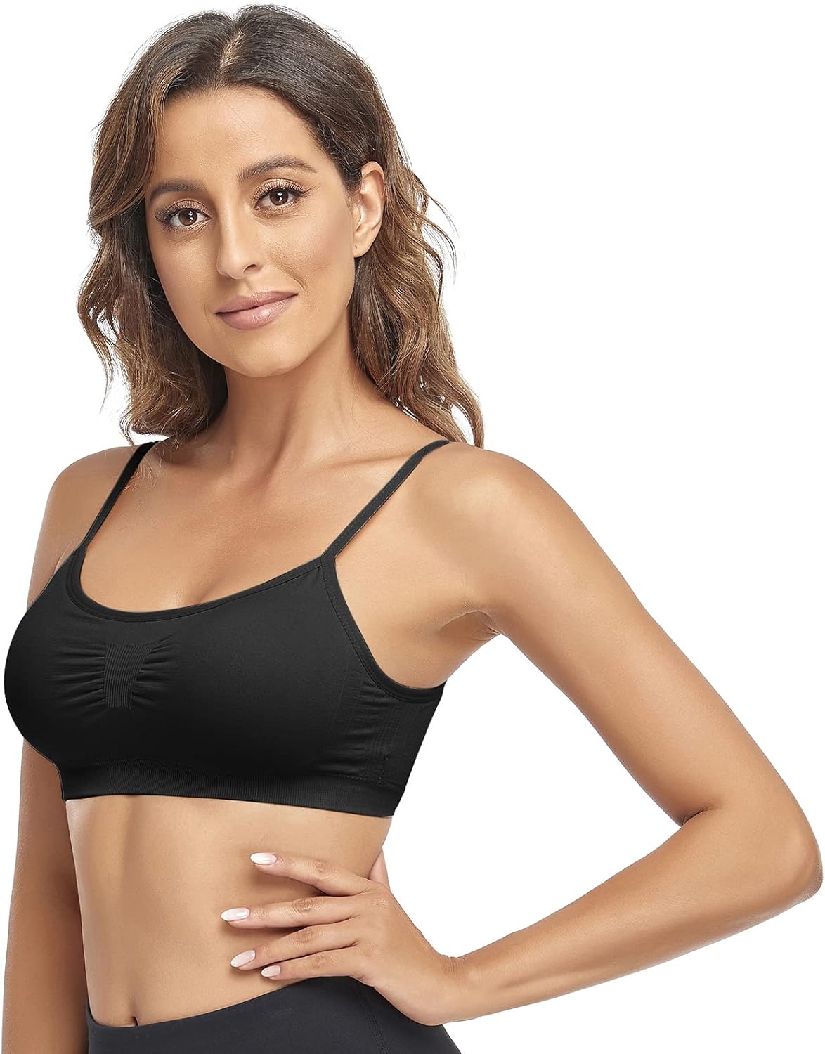 Litthing Bralettes Padded for Women Cami Strap Bra Seamless Sportsbra Wireless Comfort Yoga Lightly T-Shirt Tank Tops - Image 2