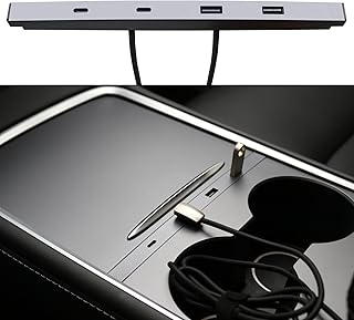 Leikaendi Car USB Hub Charger Multi Port for Tesla Model 3 Model Y Accessories 2021-2023, 100% Fit Automotive Center Consoles of USB Hub Docking Station Multiport Charging