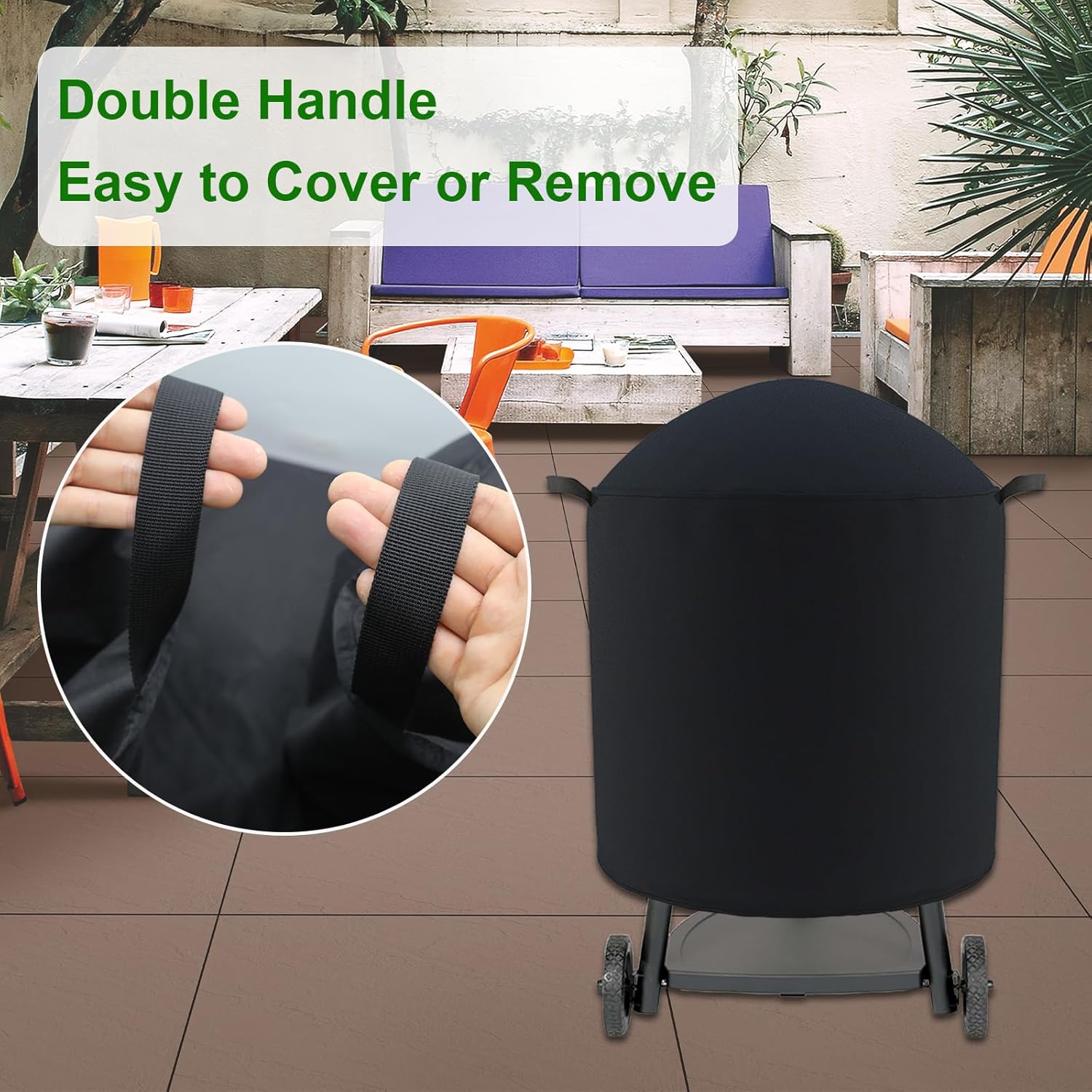 Extra Large Grill Cover Fits Weber Ranch Kettle Charcoal Grill 37",Char-Griller AKORN Kamado Charcoal Grill Model E16620,Outdoor Round Grill Cover(46" D)