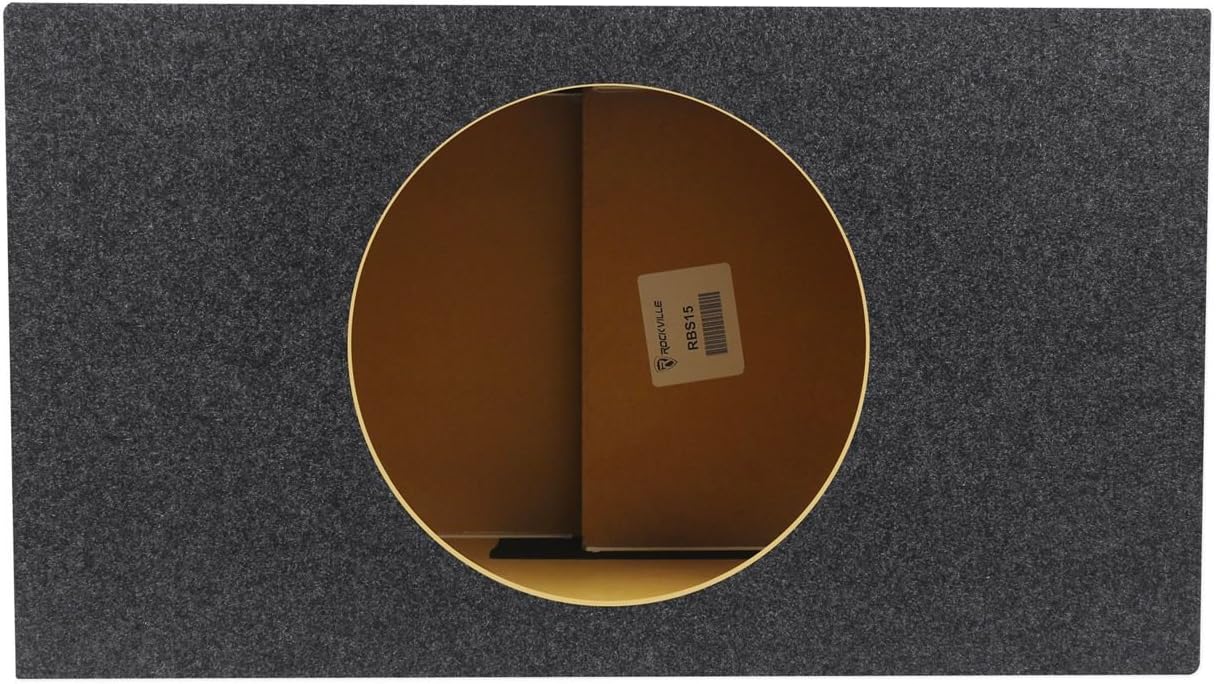 Rockville RGV15 Single 15" Vented Car Subwoofer Enclosure Box, 3.51 Cu Ft, 3/4" MDF, Made in USA, Gold Terminals, Precision Cut, Fits Kicker & More