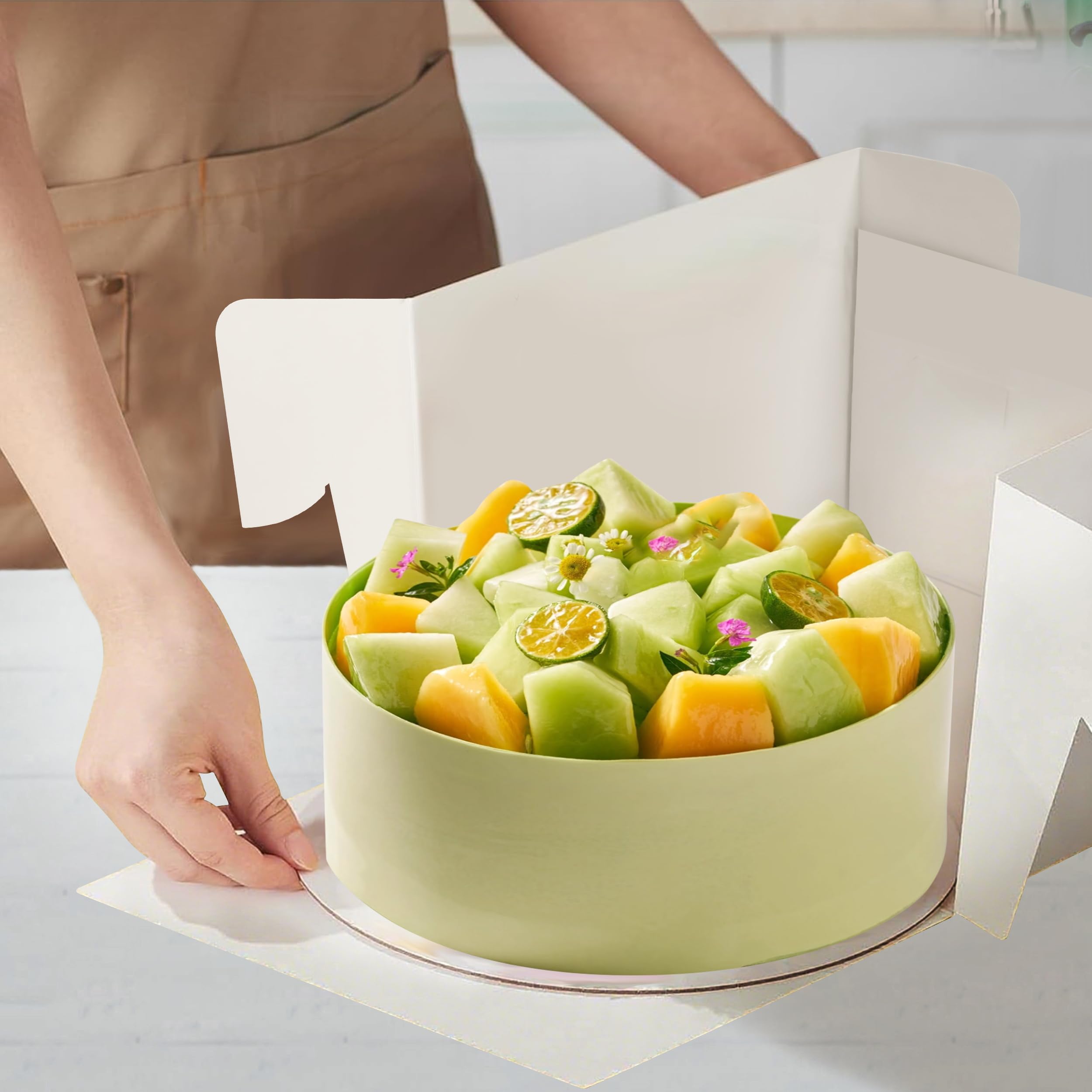 Tunejoy Set di 6 Scatola Torta con Finestra 30,4 x 30,4 x 20,3 cm Scatole per Torte Bianche con Vassoi Catole per Trasporto di Torte Applicabile a L'imballaggio