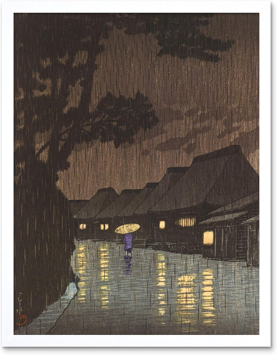 Hasui Rain At Maekawa Sochu Unframed Wall Art Print Poster Home Decor Premium