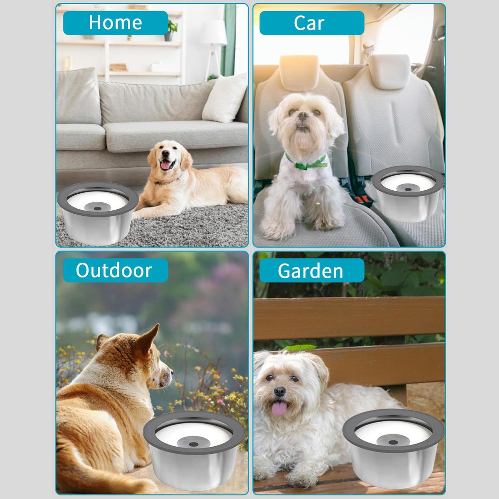 Ciotola Acqua Cane Antigoccia 2L In Acciaio Inox - Ciotola Per Bevitori Disordinati, Adatta A Supporti Rialzati
