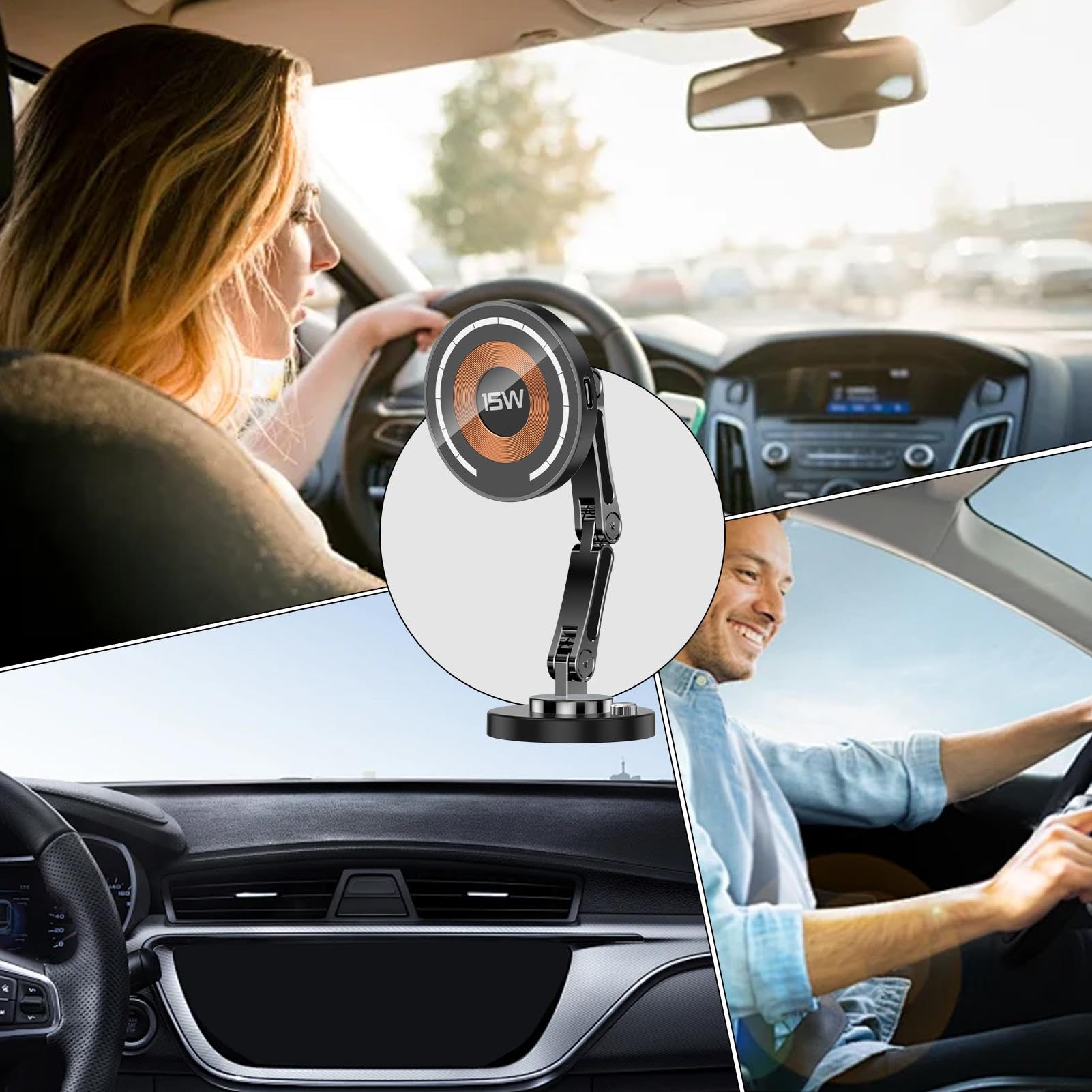 Caricabatteria da auto senza fili, caricatore senza fili per auto Supporto