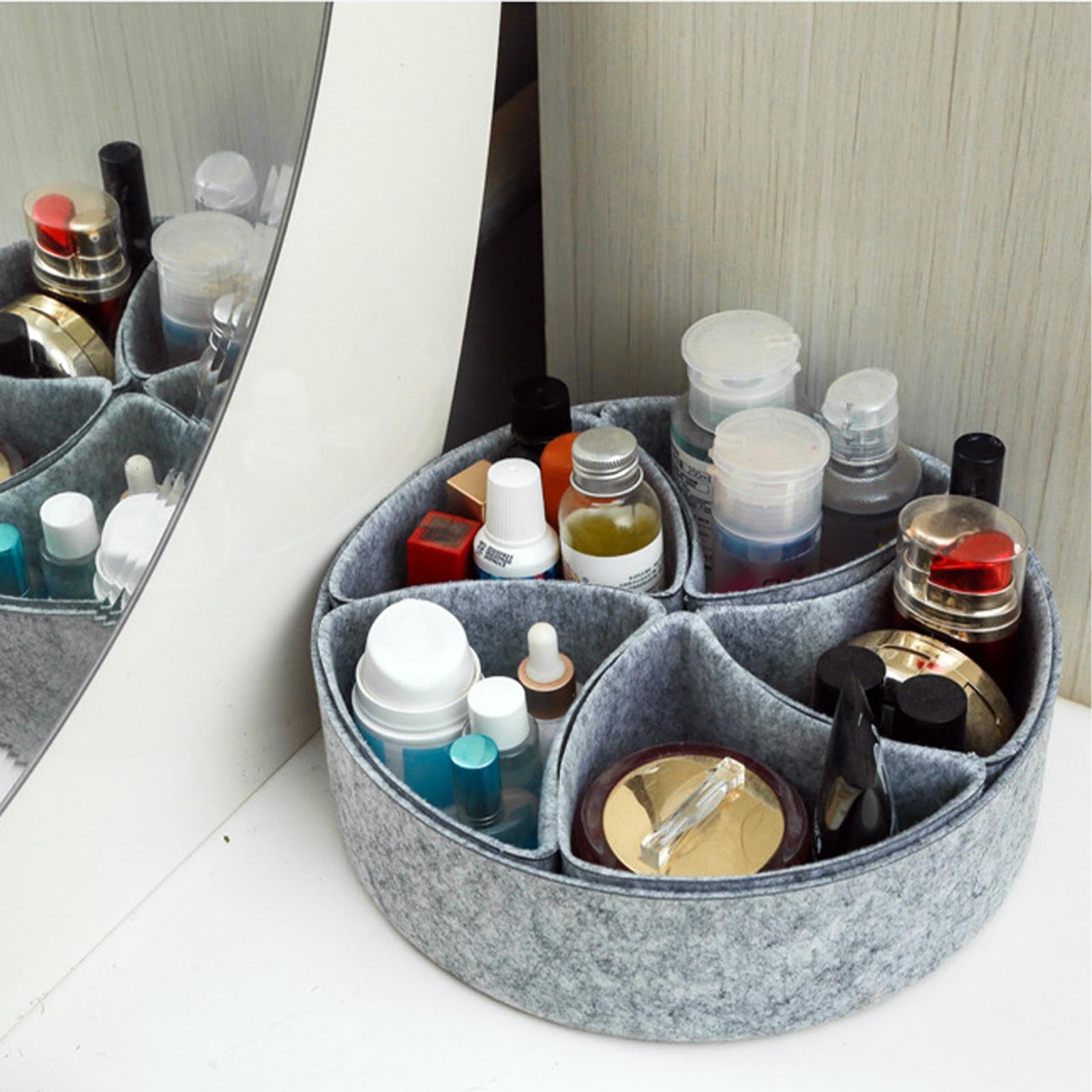 Organizer per cassetti in feltro, divisori regolabili, 26 x 26 x 8 cm, vassoio versatile per cassetti, organizer per gadget da ufficio e gioielli