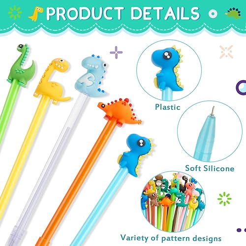 Vista 11 de Marspark 80 bolígrafos lindos a granel, divertidos dibujos animados de tinta de gel negro, bolígrafos de animales geniales para niños, 28 estilos