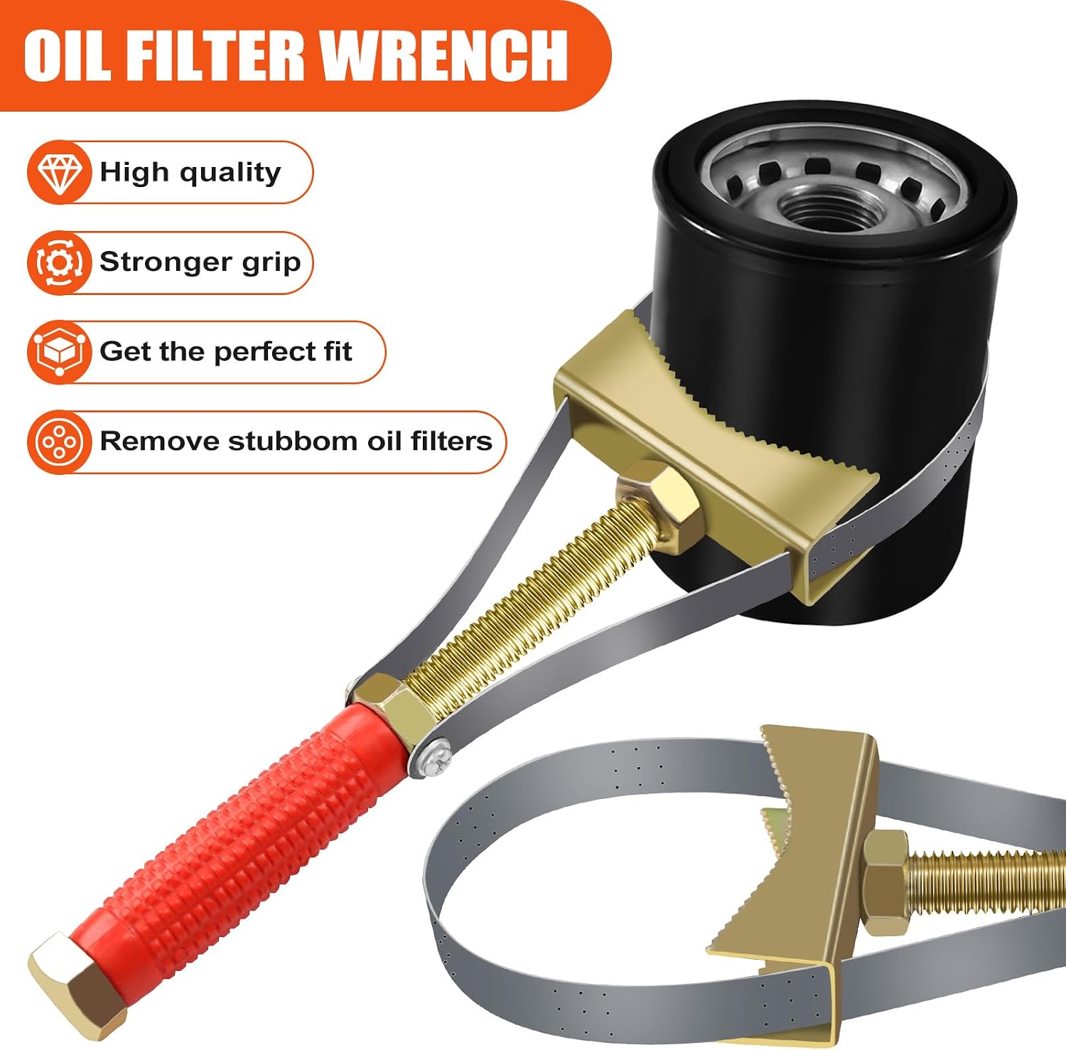 Oil Filter Wrench, Adjustable Oil Filter Wrench, 3.5-5.5 Inch for Most Cars, Trucks & Heavy Equipment
