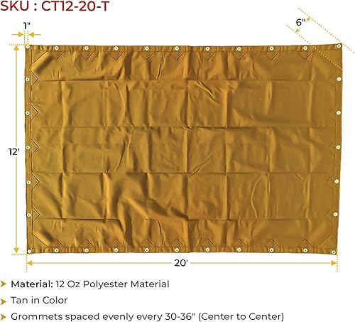 Miniatura 8 de Lienzo resistente al agua, duradero, 340 g, color marrón, bronceado, CT-T