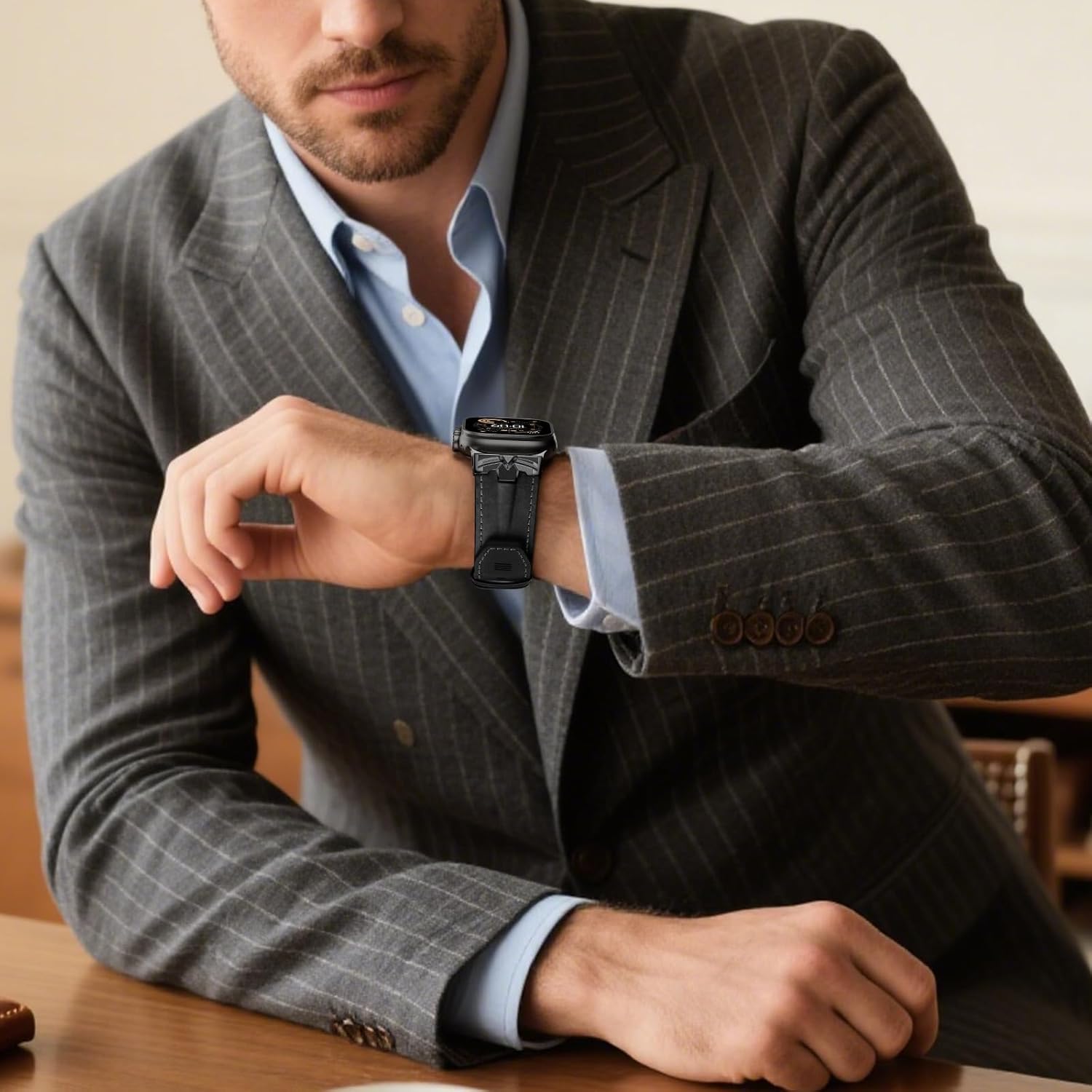 DABAOZA Leather Band Compatible for Apple Watch Ultra 3 Band 49mm 46mm 45mm 44mm for Men Women, Premium Leather Rugged Matel Replacement Strap for iWatch Ultra 2 SE Series 11 10 9 8 7 6 5 4 - Image 6