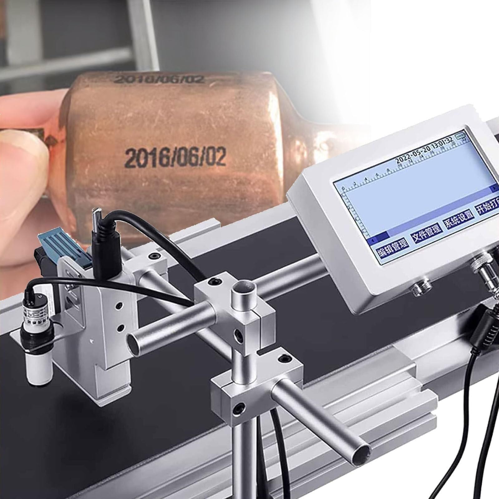 Portable Desktop Inkjet Printer,Intelligent Inkjet Coding Machine,Industrial Inkjet Printer,Mobile Inkjet Code Printer,Automatic Inkjet Coding Machine(12.7mm)