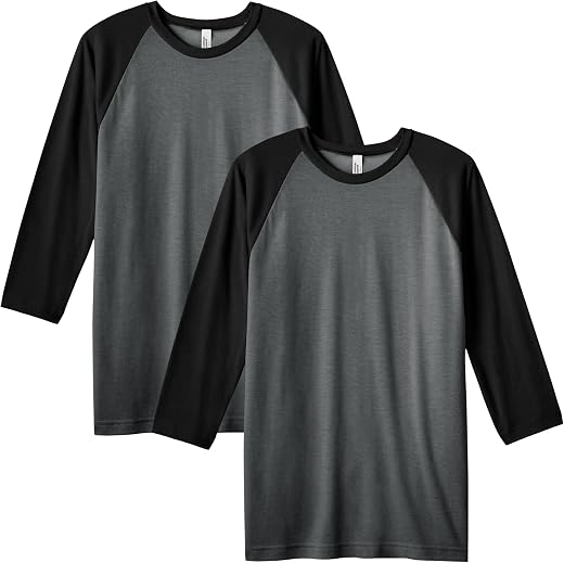 American Apparel Unisex Adult CVC Raglan T-Shirt, Style G2003cvc, 2-Pack
