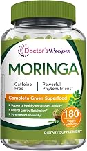 Doctor's Recipes Moringa, Complete Green Superfood, Natural Antioxidant Support, Non-GMO, 180 Vegan Caps, No Caffeine Soy Gluten