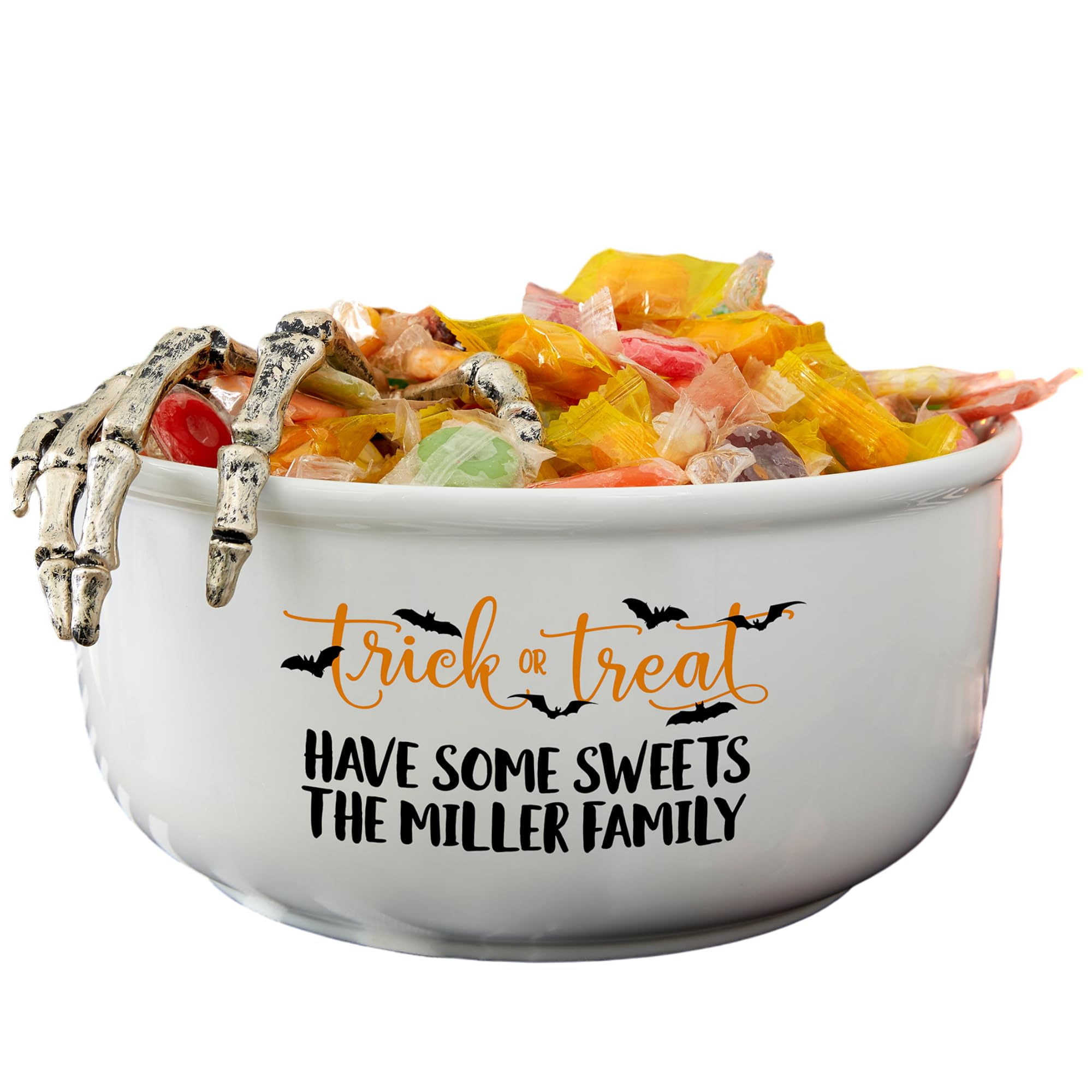 Personalization UniverseClassic Trick Or Treat Personalized Halloween Candy Bowl - Large Ceramic, 5 Quarts, Dishwasher Safe, Customizable Text