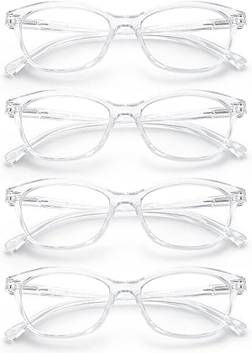 Miniatura 6 de HEEYYOK Paquete de 4 lentes de lectura para mujer, marco redondo, bisagras de resorte, colorido a la moda para mujer, con funda suave 2.25