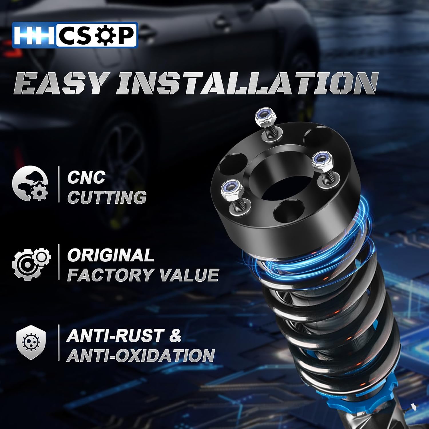 HHCSOP 2.5" Front Leveling Lift Kit for 2006-2023 Dodge Ram 1500 4WD, 2005-2011 Dodge Dakota 2WD 4WD, 2.5 inch Suspension Level Kit Strut Spacers
