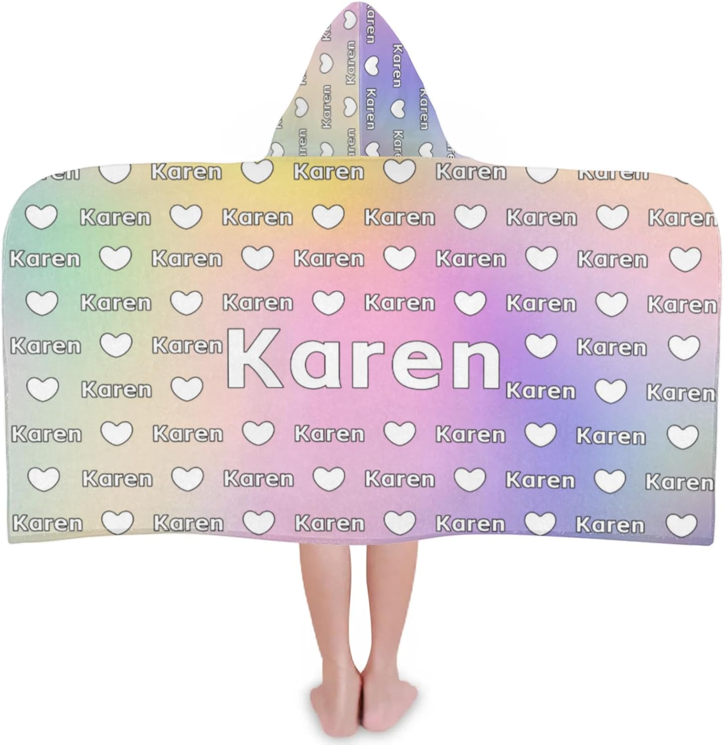 Custom Name Beach Towel with Hood for 3-10 Years Boys and Girls, Colourful Glitters Personalized Hooded Towels Bath Robe for Kids, Children's Hooded Bath Towel