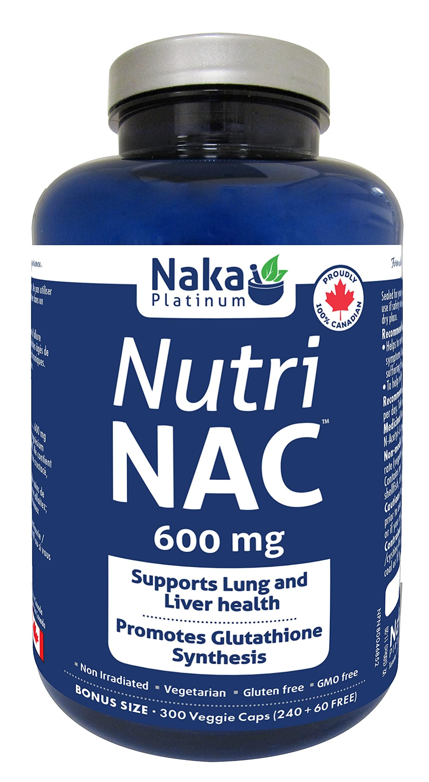 NAKA NAC Nutri 300, Platinum Nutri NAC 300 Veggie Capsules - Exclusive Size: 240 + 60 Free