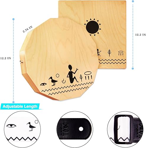 Miniatura 4 de TODO Caja de cajón de viaje, tambor de mano plana, instrumento portátil de percusión de madera de abedul con cuerdas ajustables, bolsa de transporte