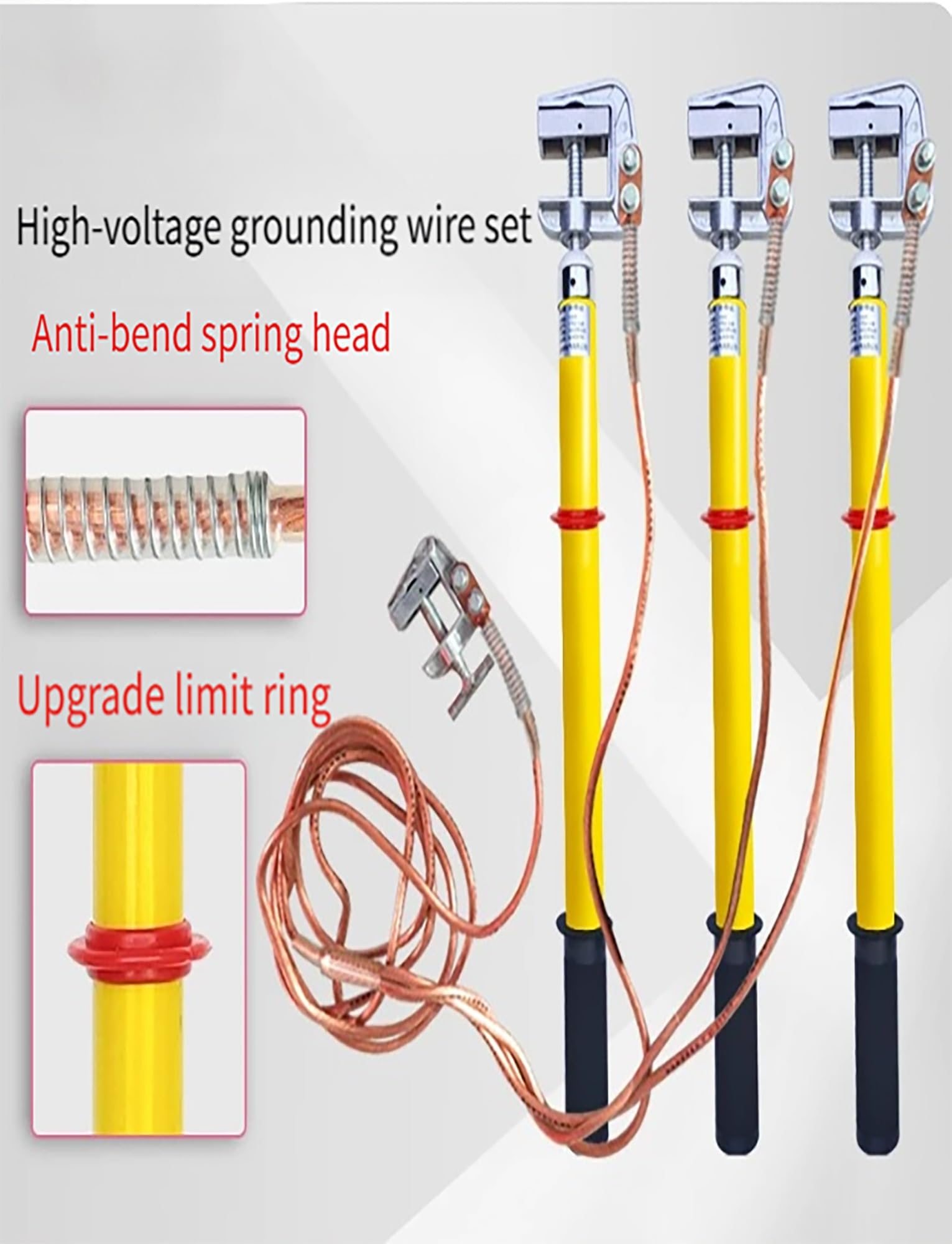 Varilla de conexión a tierra, 10 KV de alto voltaje con cola de alambre de 500 cm, cable de cobre de 25 mm², poste de seguridad aislado para protección eléctrica