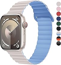 Fullmosa Soft Silicone Magnetic Bands Compatible with Apple Watch Strap 41mm 40mm 38mm 42mm(Series 10 11), Sport Band for iWatch SE3 SE2 SE Series 11 10 9 8 7 6 5 4 3 2 1,lvory/Mist Blue [NO Watch]