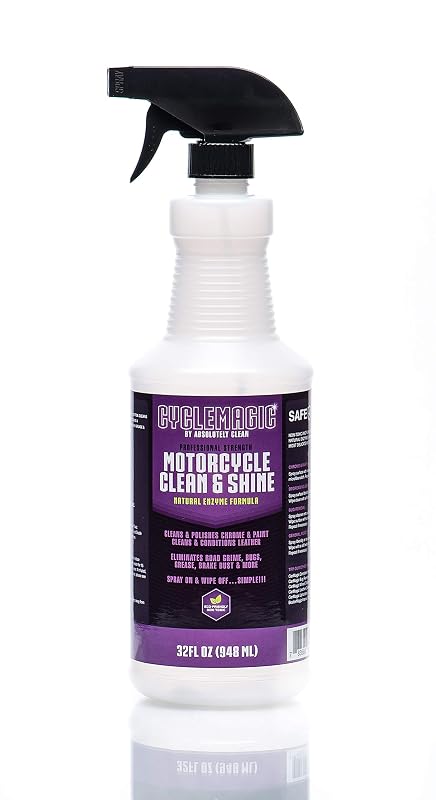 Limpador e Condicionador para Motocicleta CycleMagic Absolutely Clean para Plástico, Borracha, Cromados, Couro e Pintura, Frasco de 960 mL