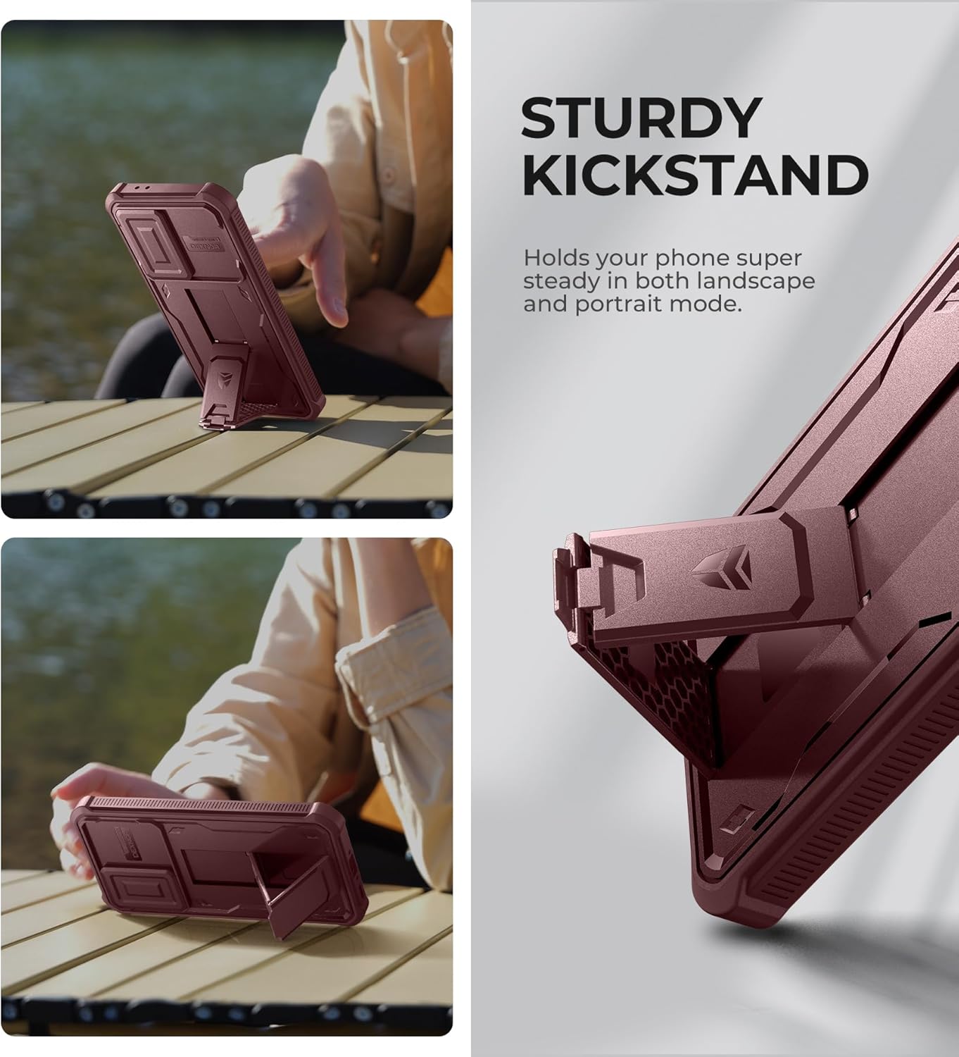 Dexnor for Samsung Galaxy A36-5G Case, [2 Front Frame] [Built-in Magnetic Slide Camera Cover & Kickstand] Heavy Duty Protection Shockproof Phone Case with Screen Protector, 6.7 inch Maroon Red