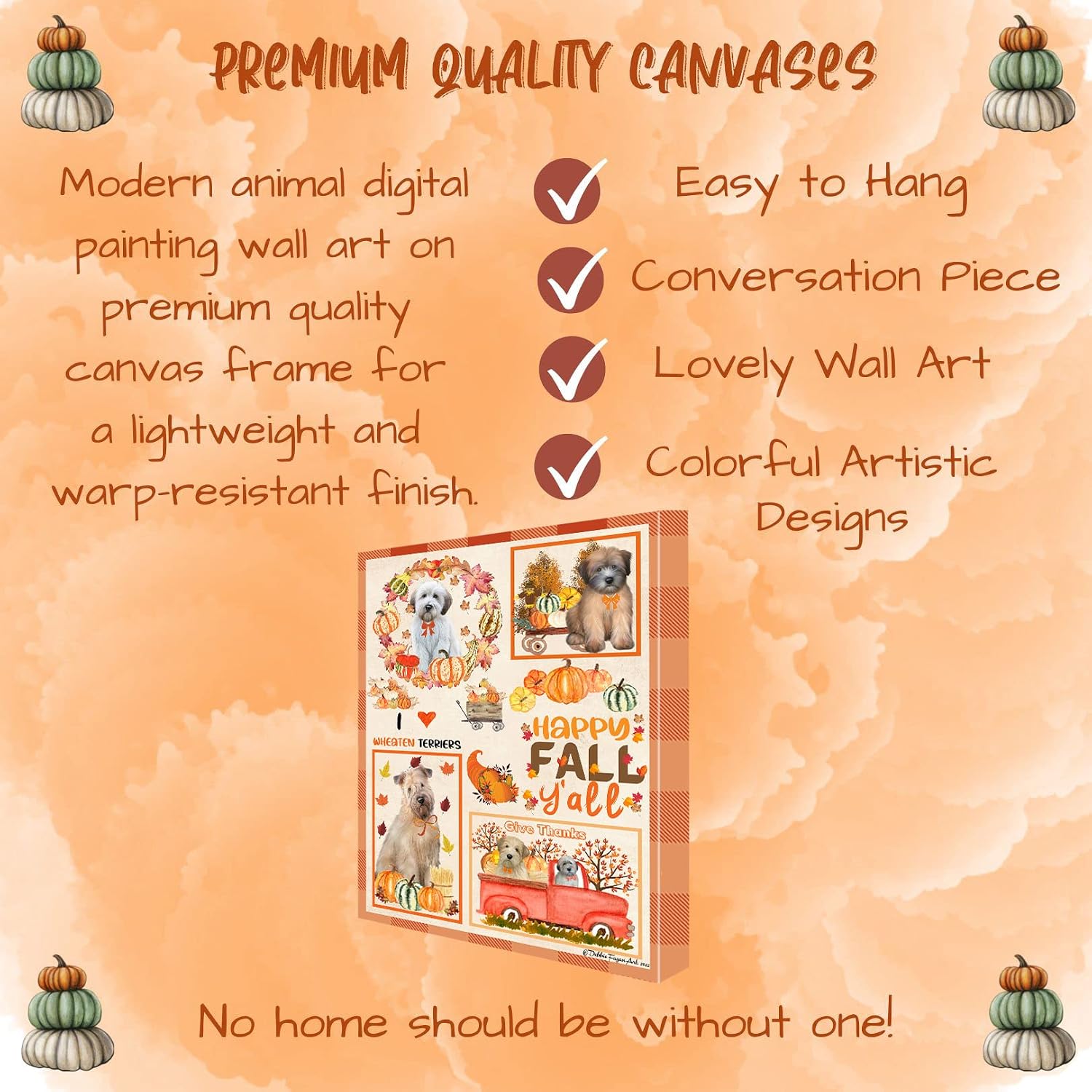 Doggie of the Day Fall Y'All with Wheaten Terrier Dogs Canvas Wall Art - Premium Quality Ready to Hang Room Decor - 1.5" Thick Canvas Wrap 8" x 10"