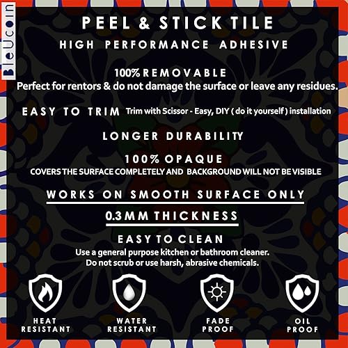 Miniatura 6 de Vinilos autoadhesivos con forma de azulejos con diseño marroquí, para colocar en escaleras, en la cocina, en el baño, para decorar la casa uno